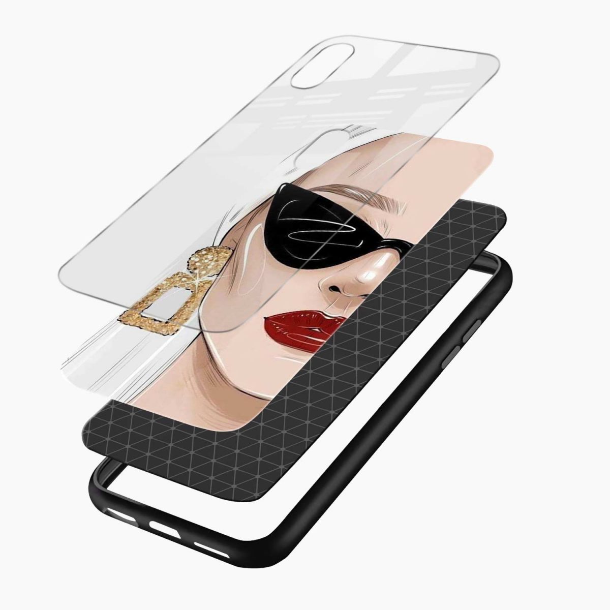 modern fashion women art print diagonal view apple iphone x xs max back cover 4