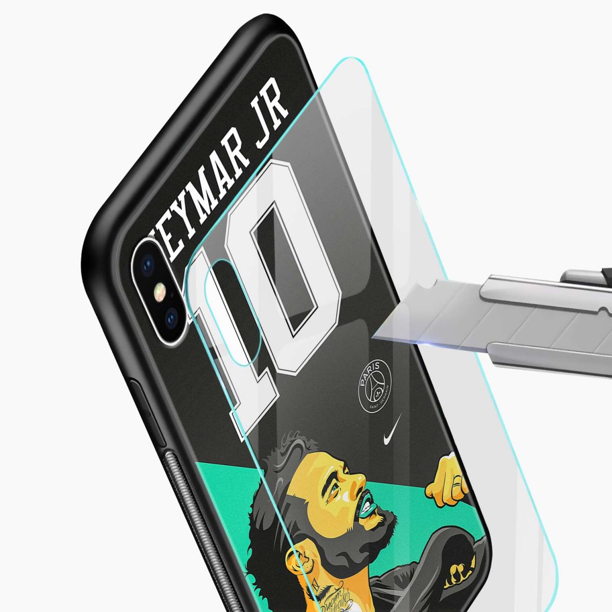 neymar jr 10 black diagonal view apple iphone x xs max back cover 3