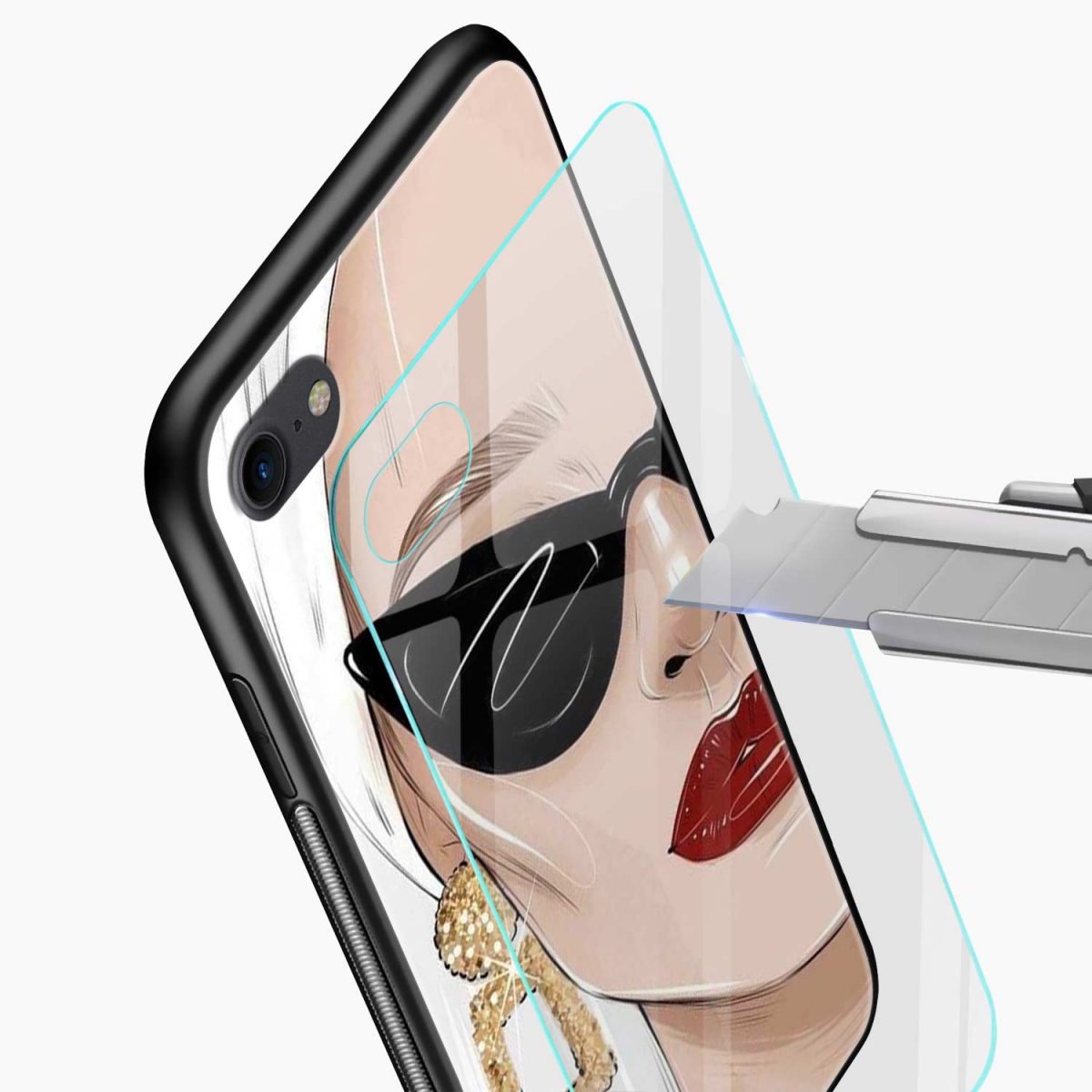 modern fashion women art print diagonal view apple iphone 6 7 8 se back cover 3