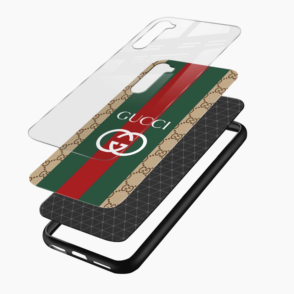 gucci strips pattern layers view oneplus nord back cover