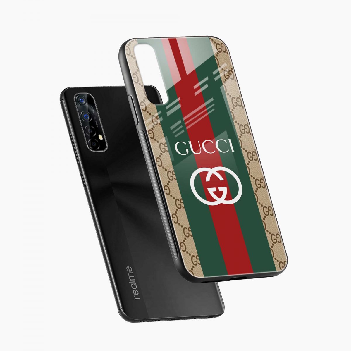 gucci strips pattern diagonal view realme 7 back cover