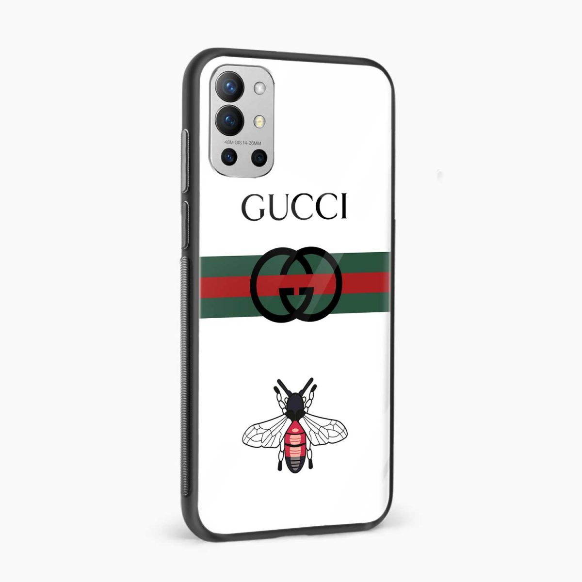 white gucci strips side view oneplus 9r back cover