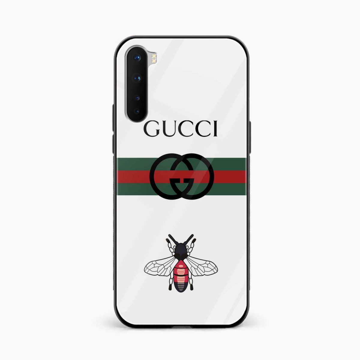 white gucci strips front view oneplus nord back cover