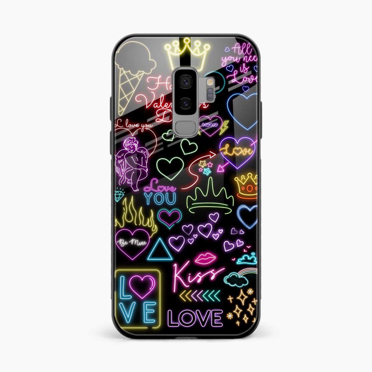 neon lights samsung s9 plus back cover front view 1