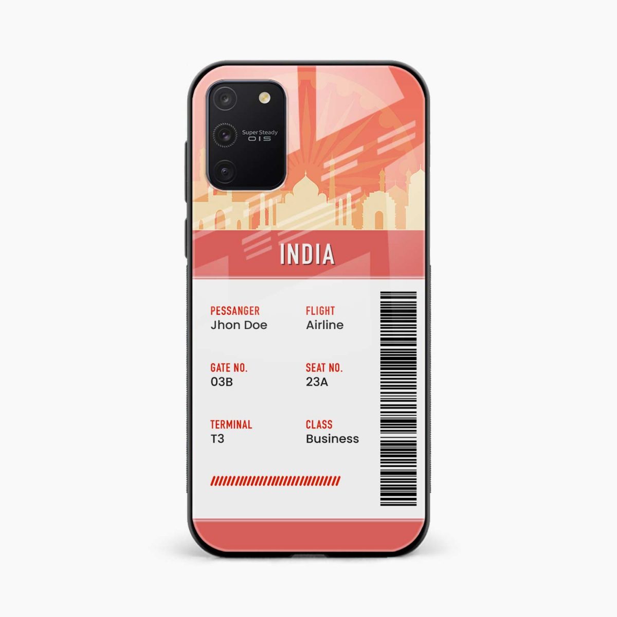 india boarding pass samsung s10 lite back cover front view