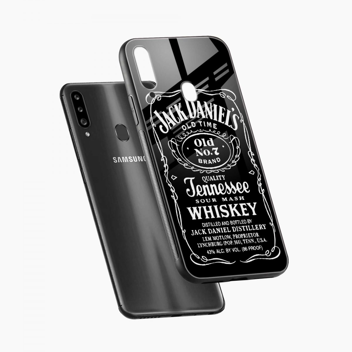 jack daniels samsung a20s back cover diagonal view