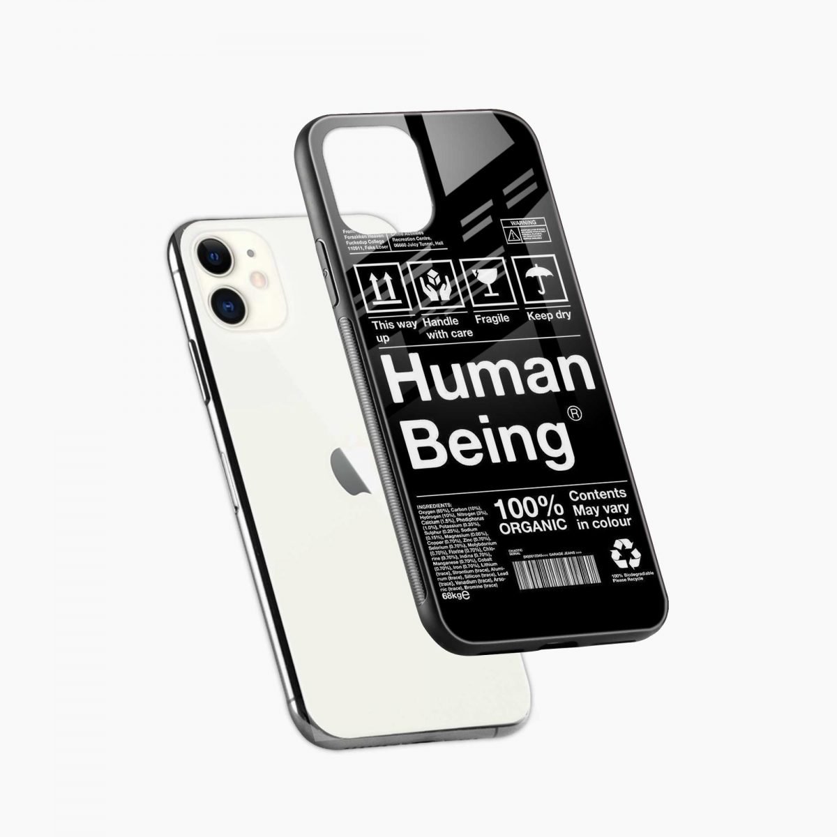 being human iphone 11 back cover diagonal view