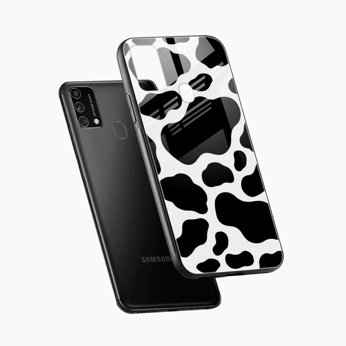 cow print samsung f41 back cover diagonal view