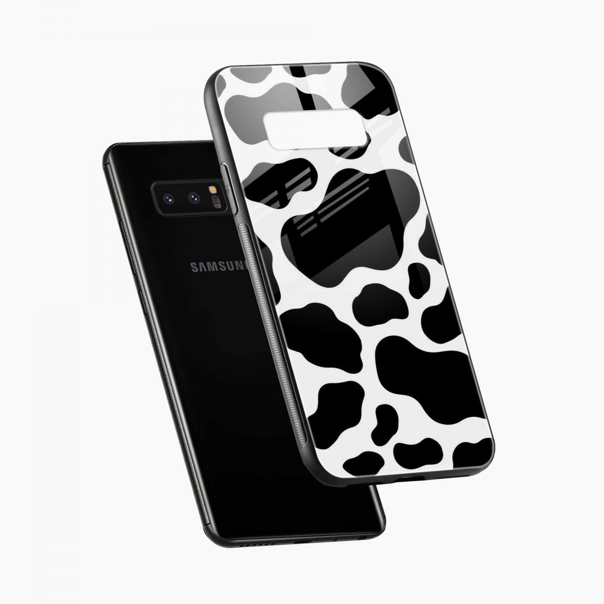 cow print samsung note 8 back cover diagonal view