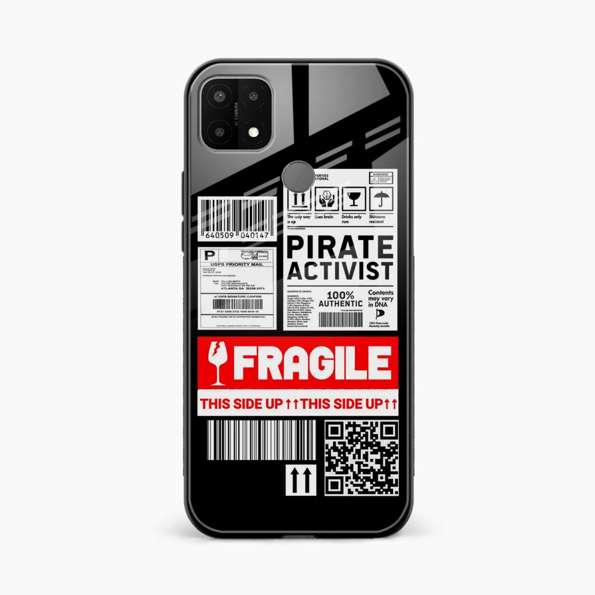 fragile oppo a35 back cover front view