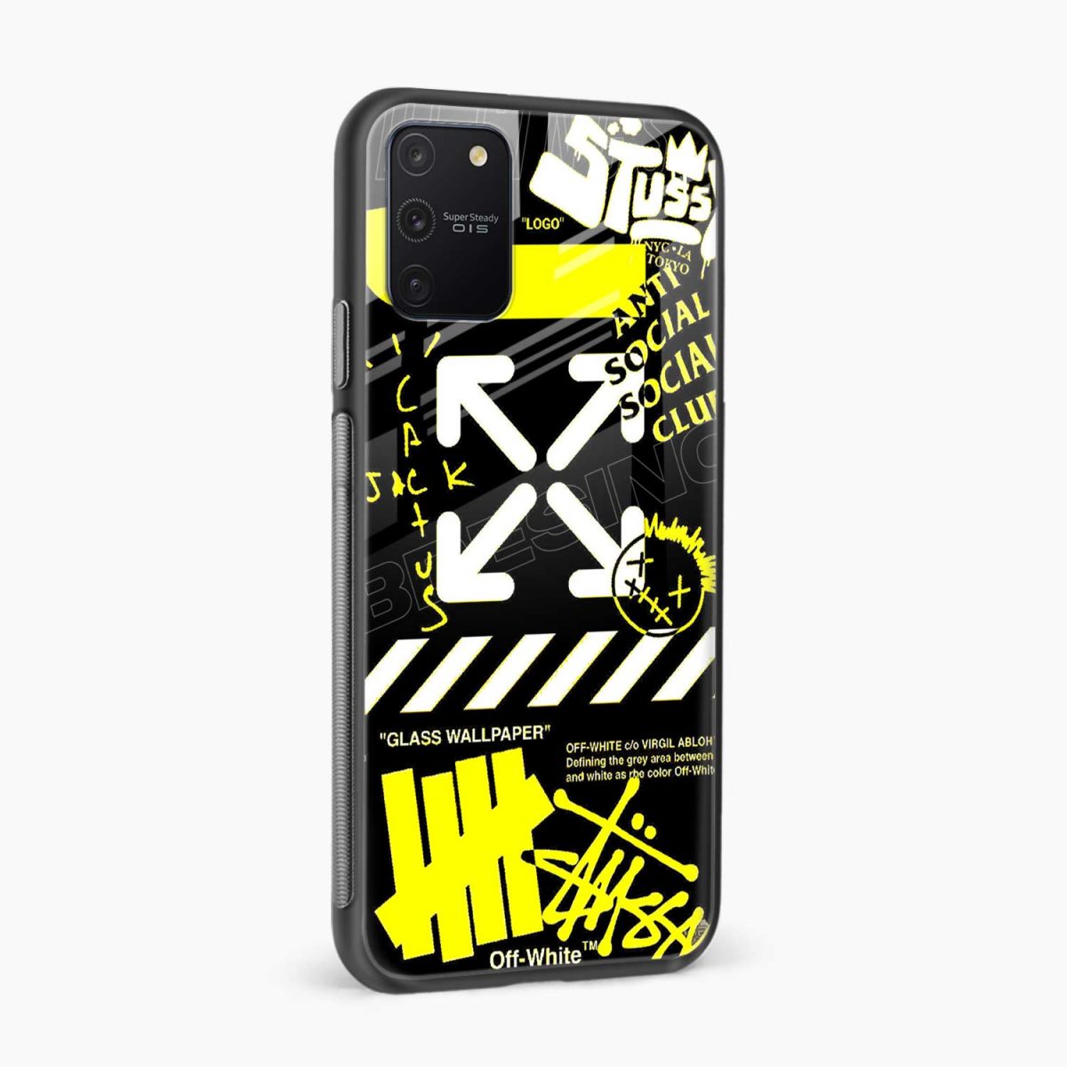 neon off white samsung s10 lite back cover side view