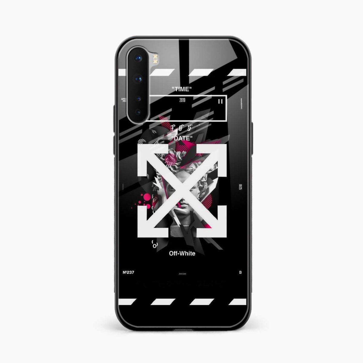 off white logo oneplus nord back cover front view