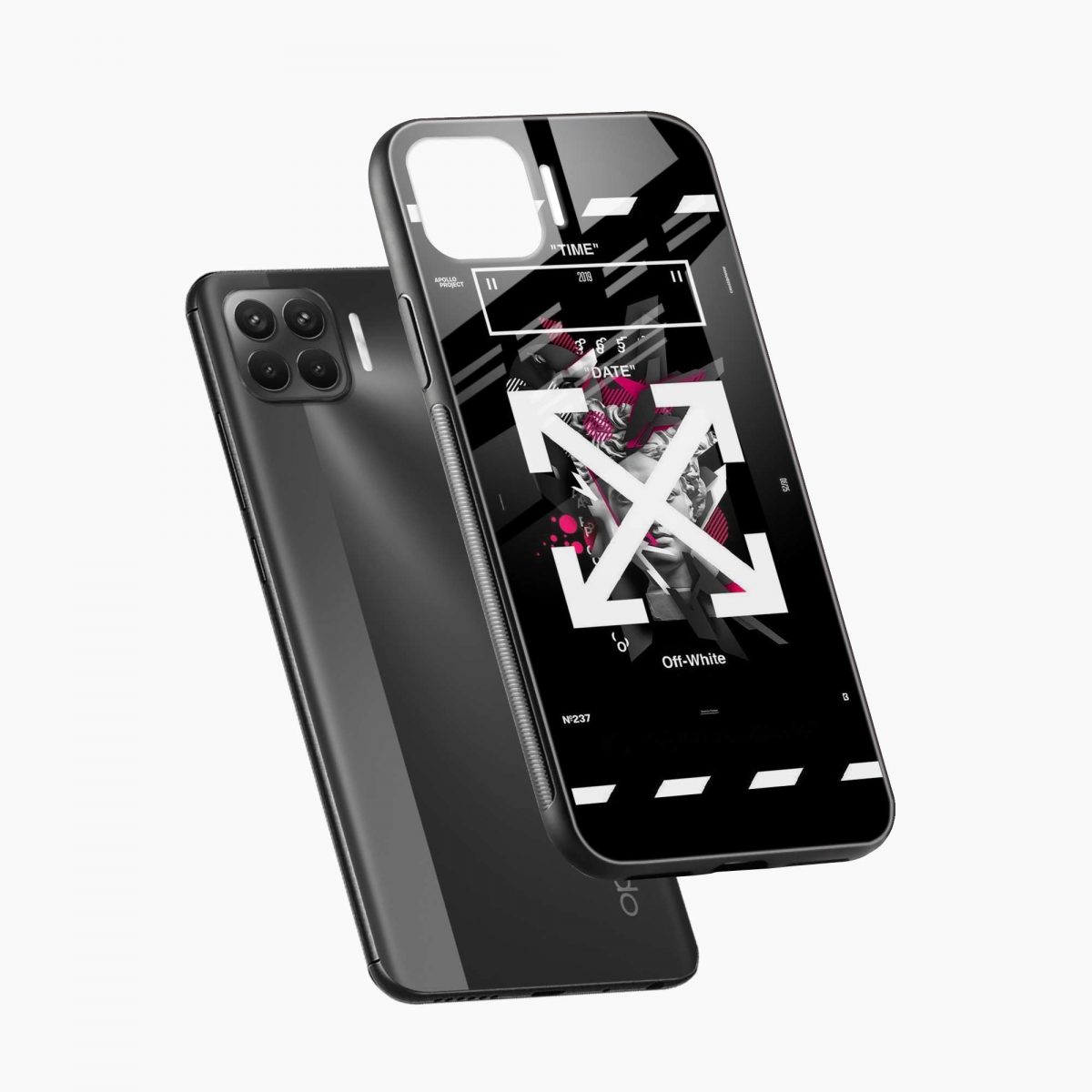 off white logo oppo f17 pro back cover diagonal view