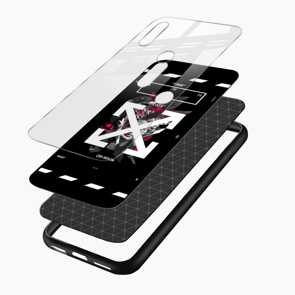 off white logo redmi note 7 pro back cover layers view