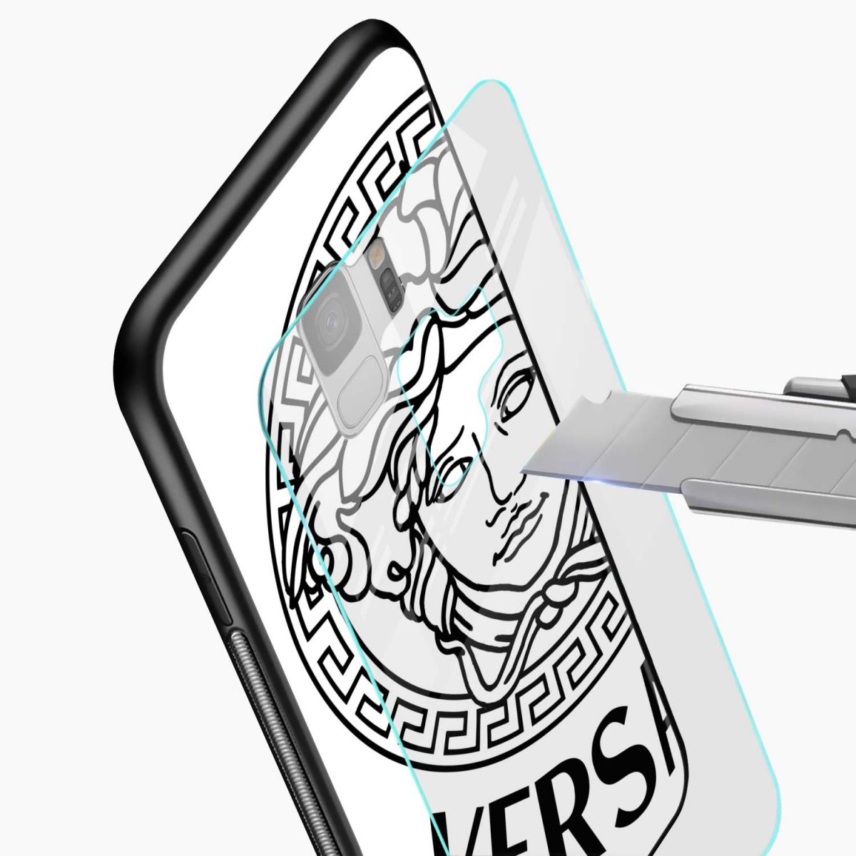 versace white samsung s9 back cover glass view