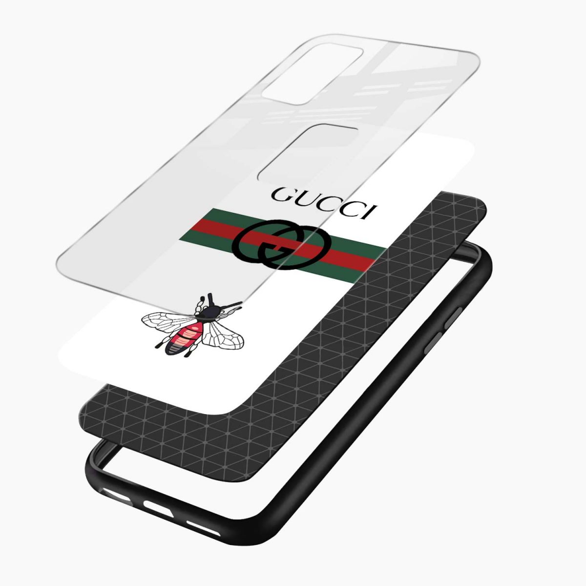 white gucci samsung a03s back cover layers view