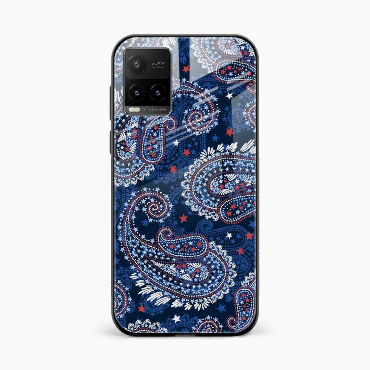 blue colored classical pattern vivo y21 back cover front view