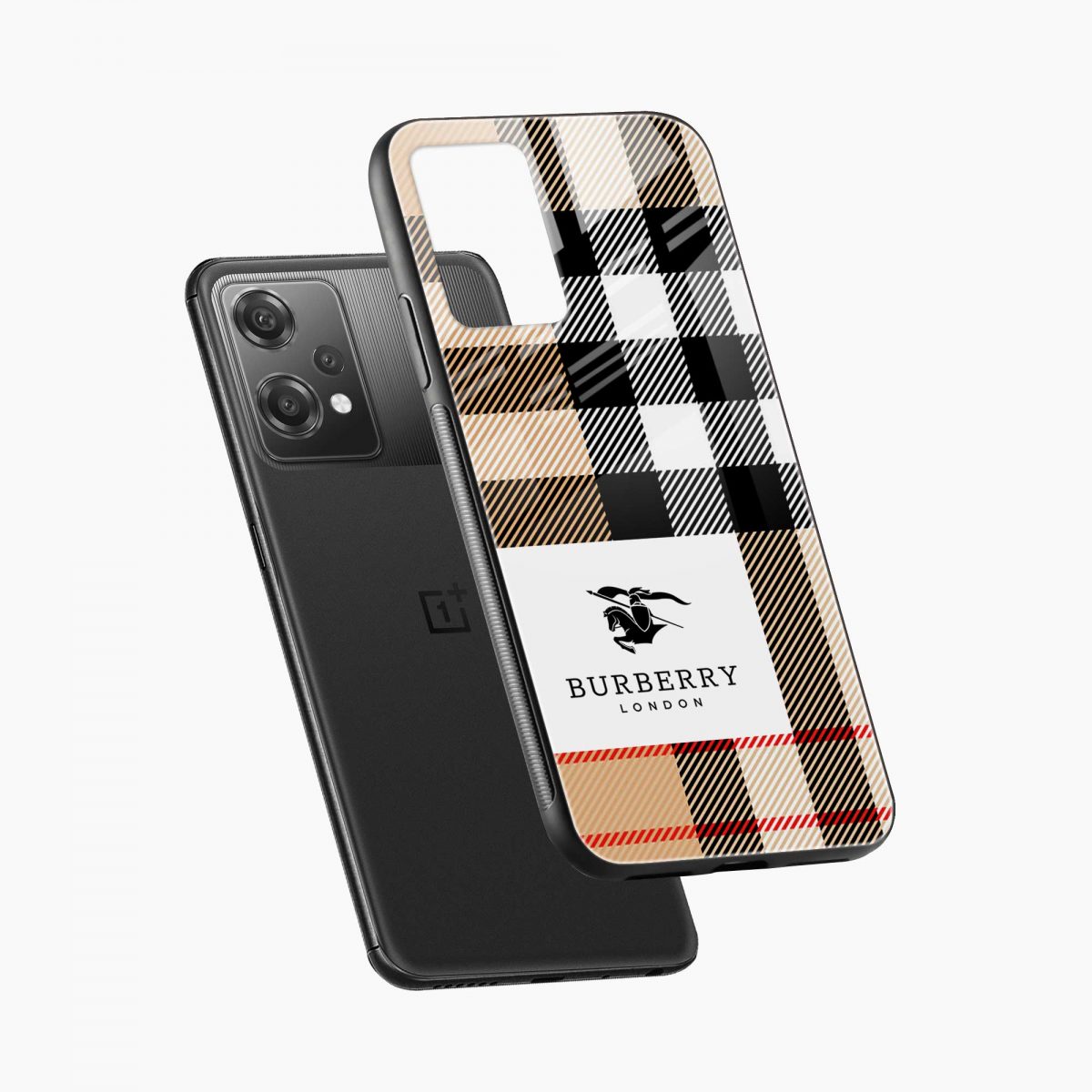 burberry cross lines pattern oneplus nord ce 2 lite back cover diagonal view