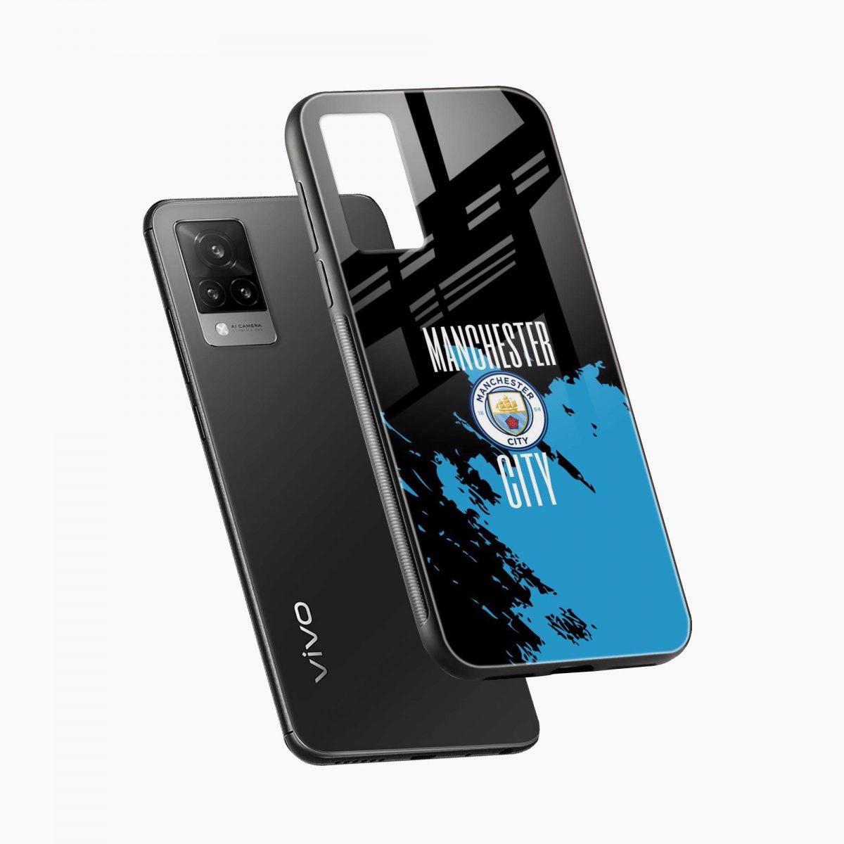 manchester city vivo v21s back cover diagonal view