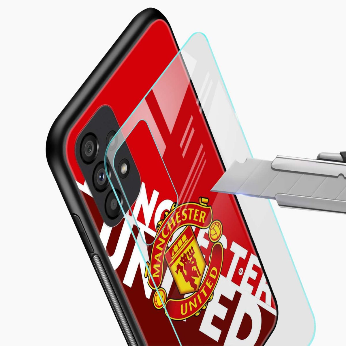 manchester united club samsung a53 5g back cover glass view