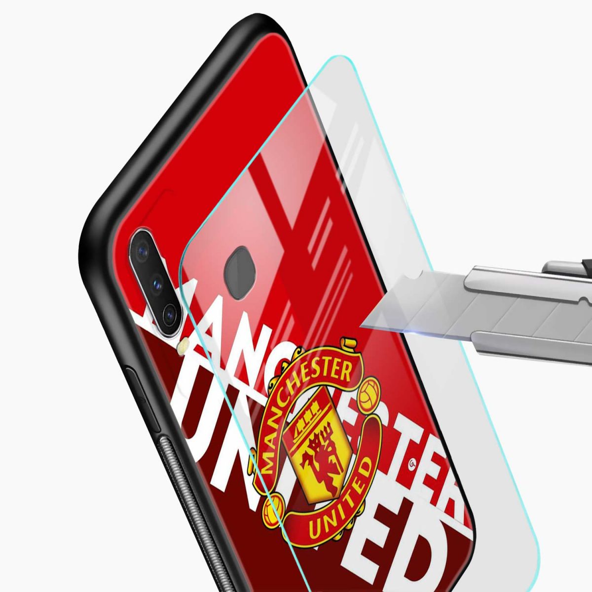 manchester united club vivo u10 back cover glass view