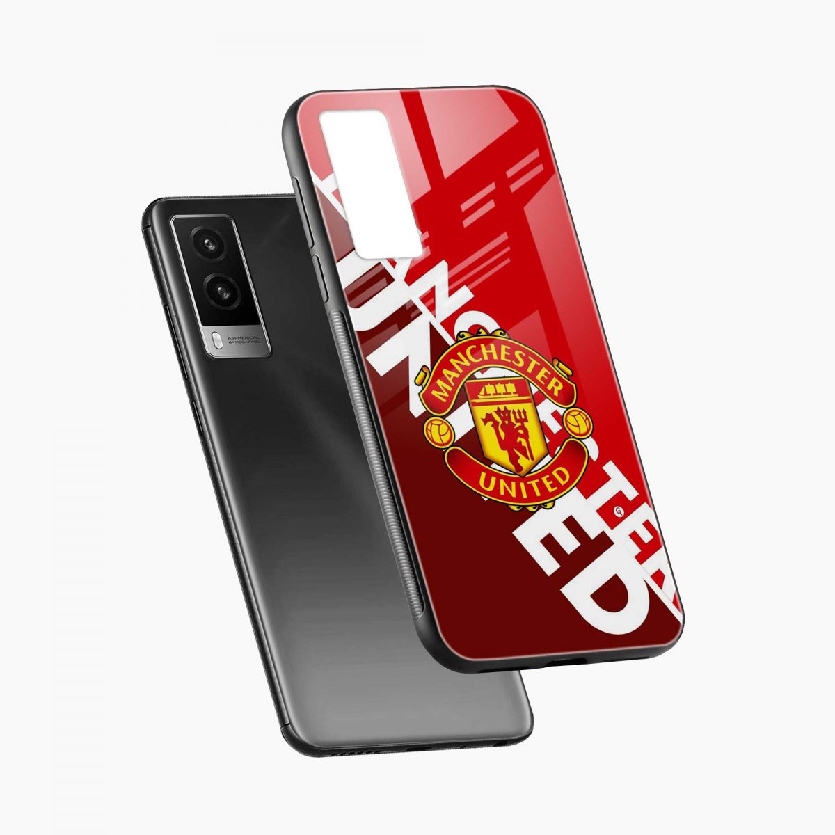 manchester united club vivo v21e 5g back cover diagonal view