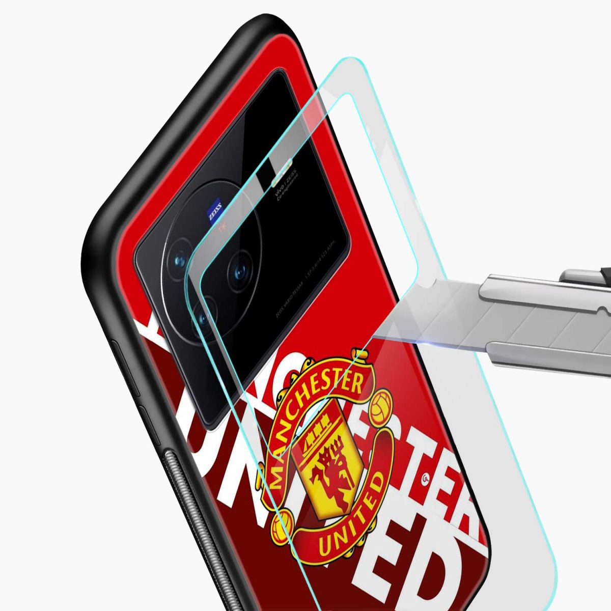 manchester united club vivo x80 back cover glass view