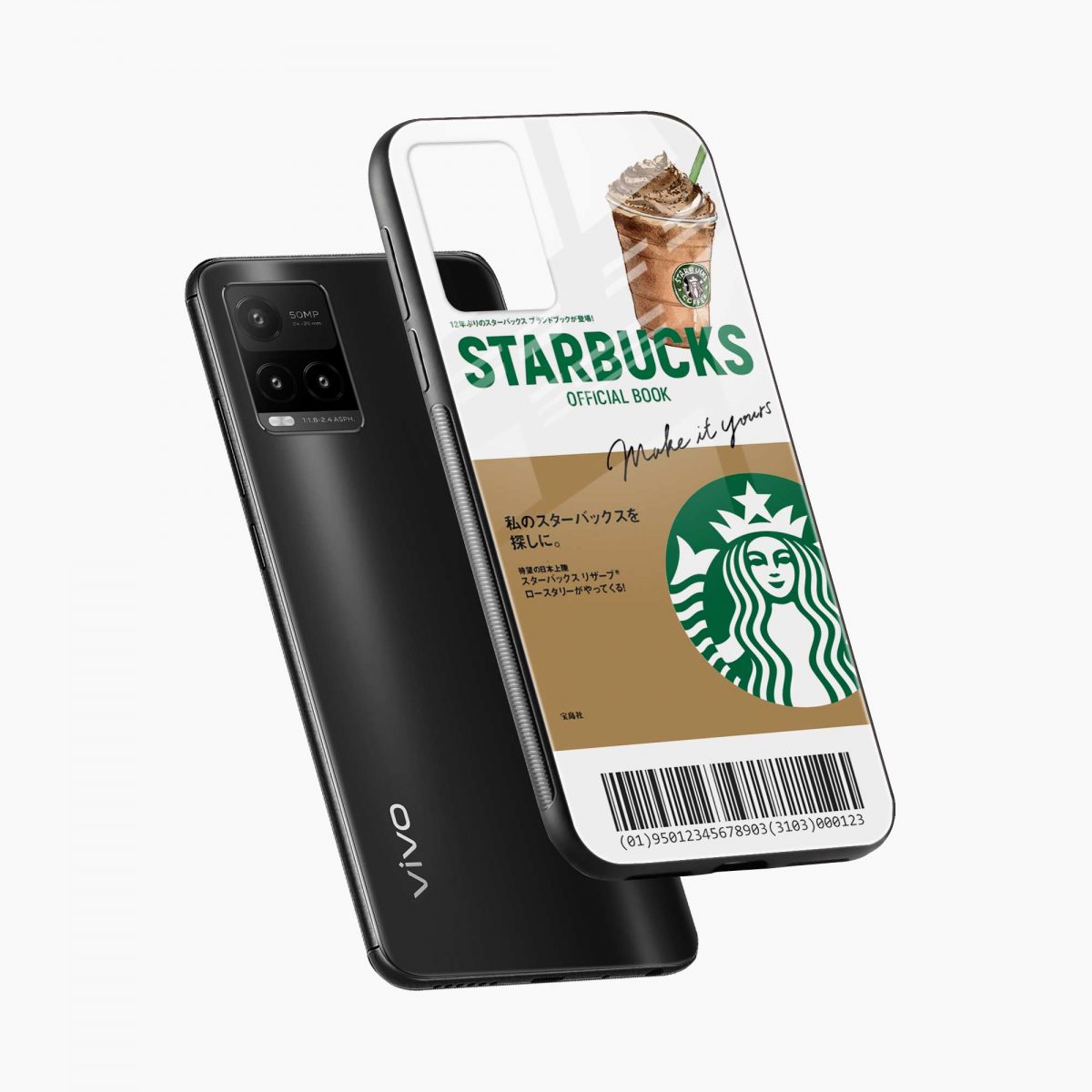 starbucks coffee vivo y21a back cover diagonal view