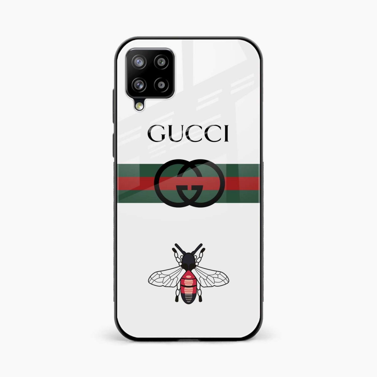 white gucci samsung m33 back cover front view