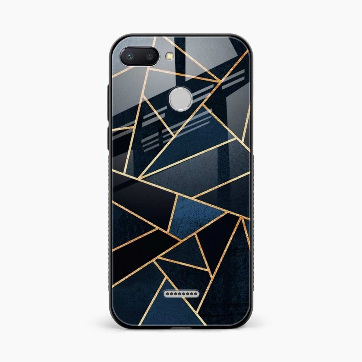 diagonal marble golden cut redmi 6 back cover front view