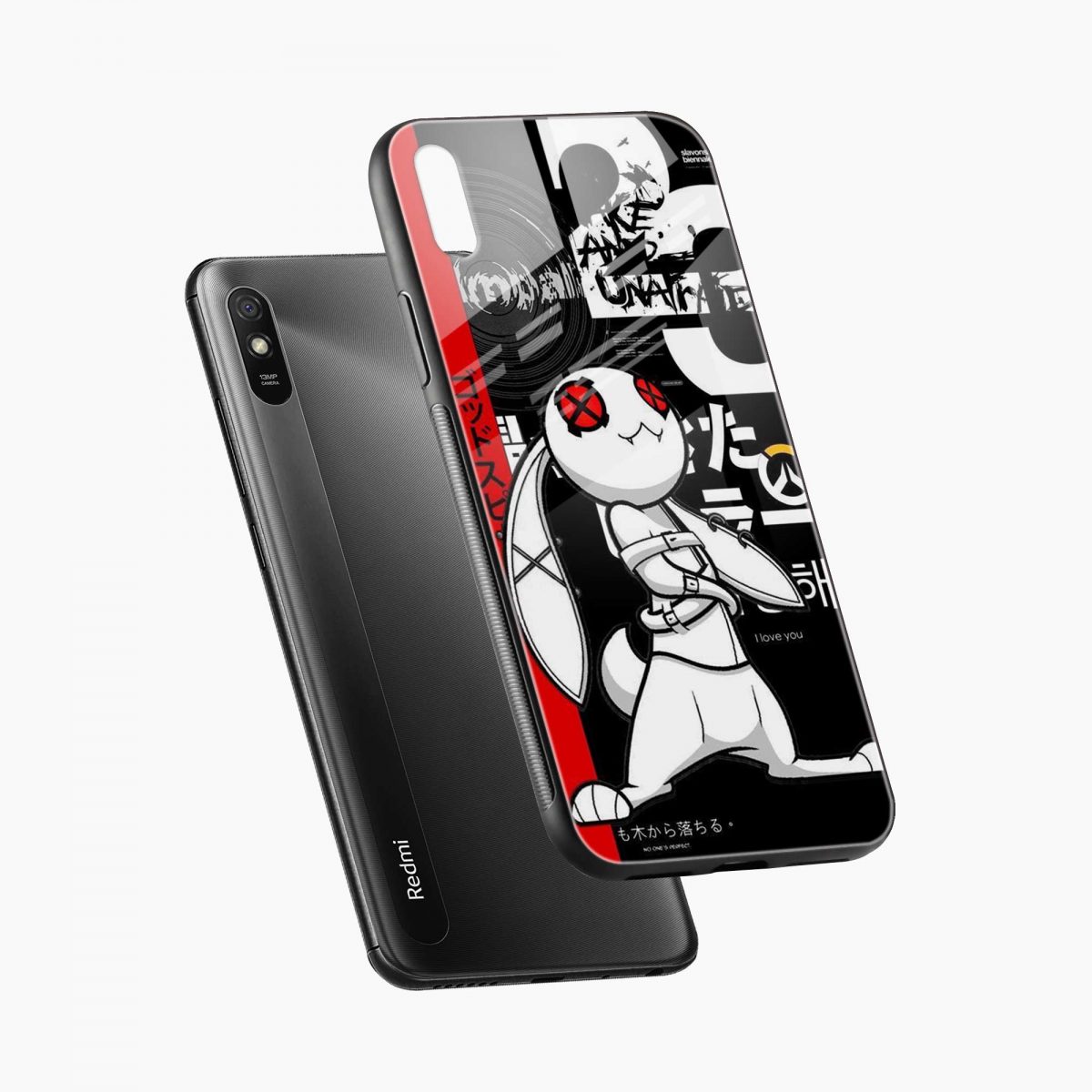 evil bunny redmi 9a sport back cover diagonal view