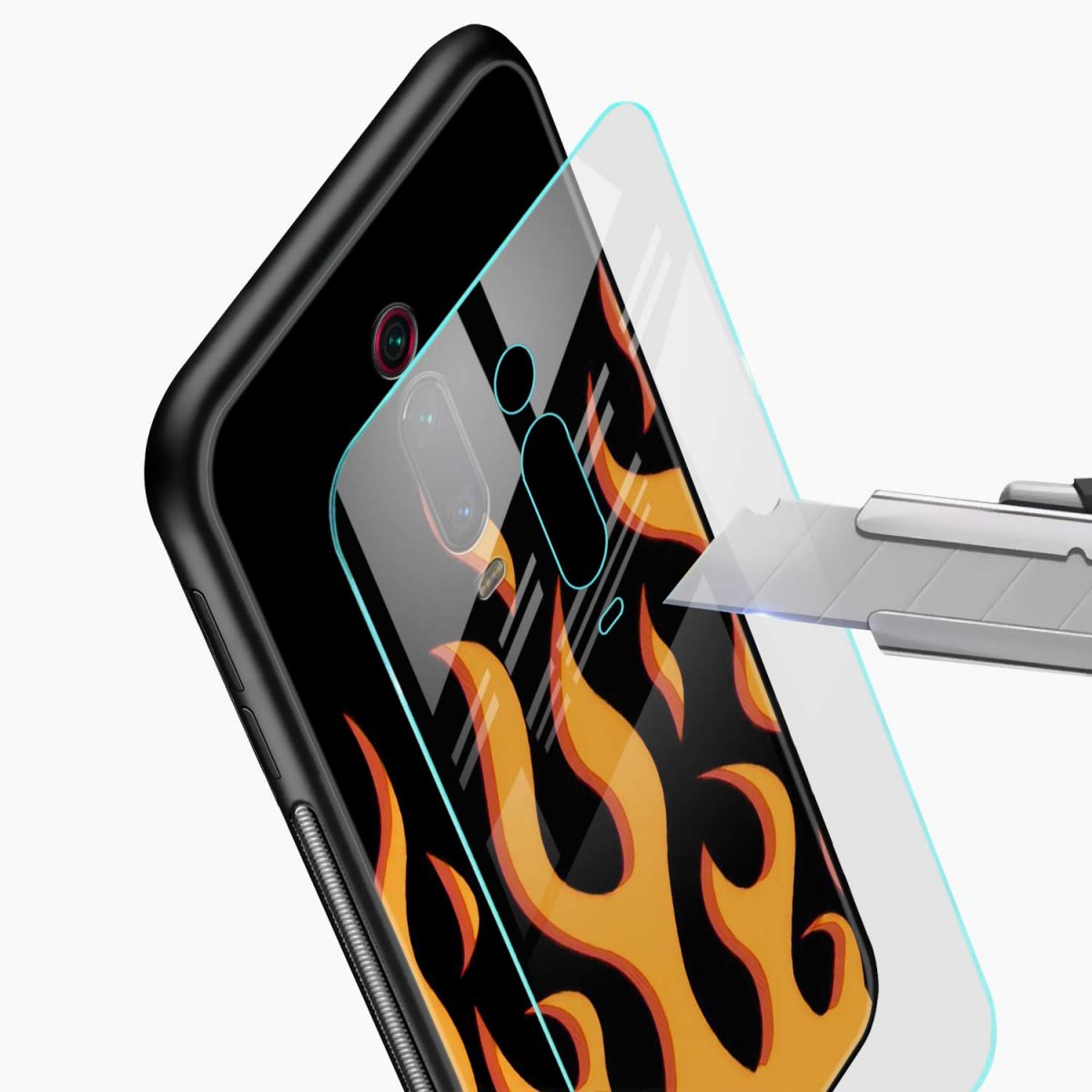 fire redmi k20 back cover glass view