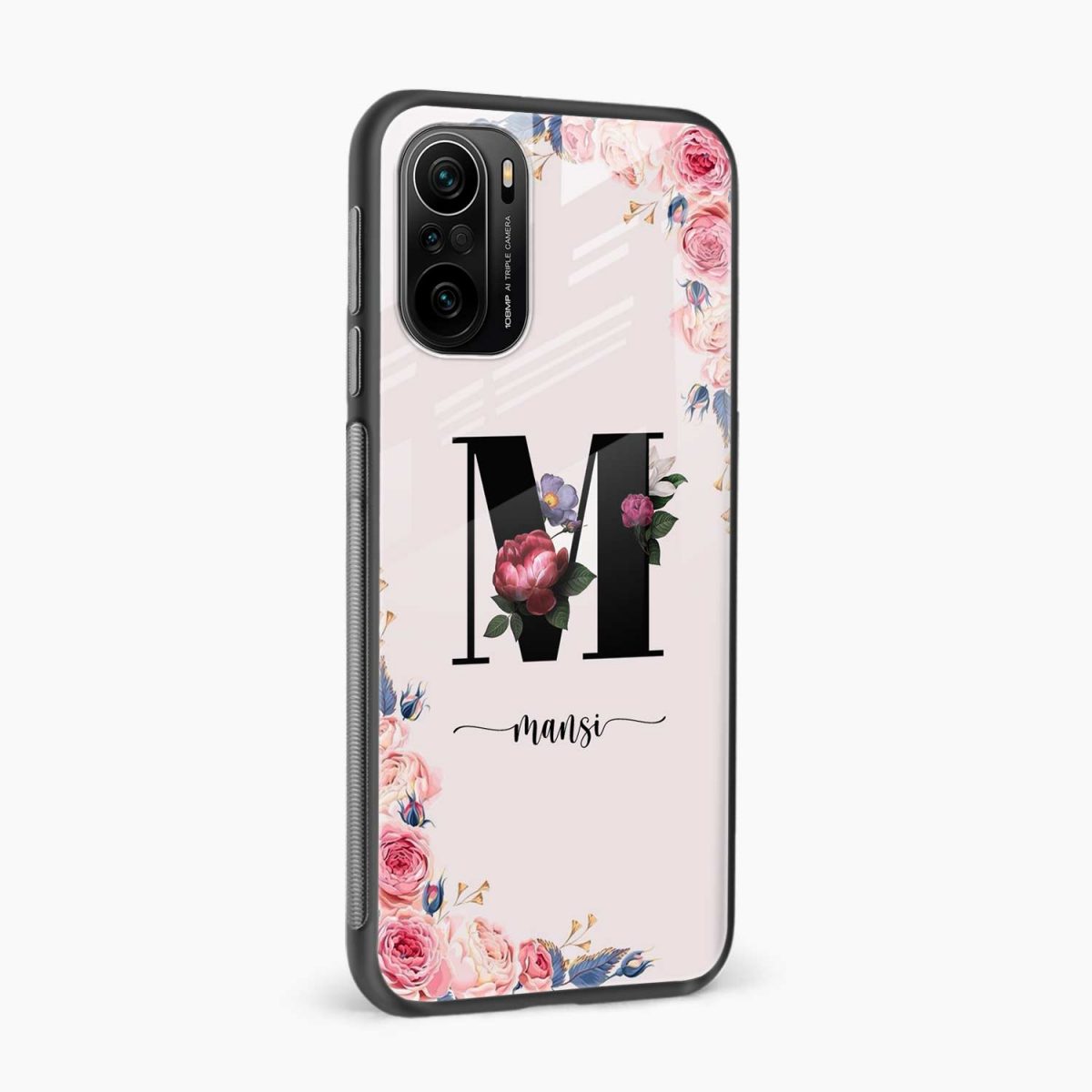 floral name personalised xiaomi mi 11X back cover side view