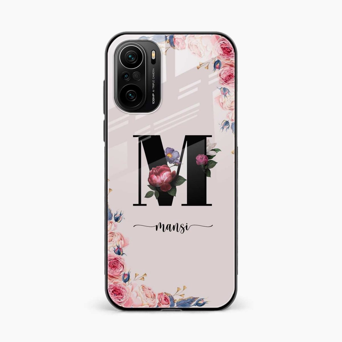 floral name personalised xiaomi mi 11x pro back cover front view