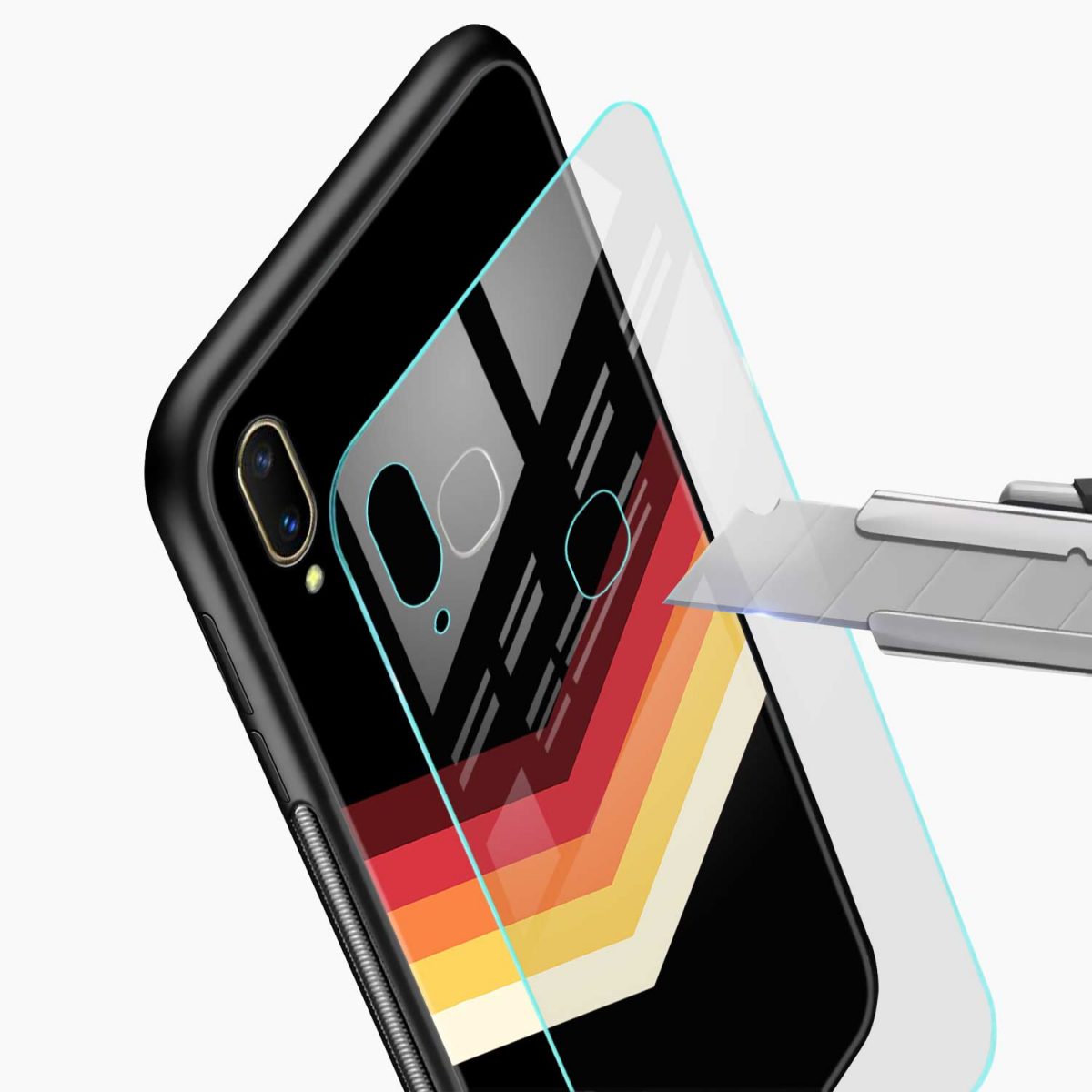 rewind strips pattern vivo y95 back cover glass view