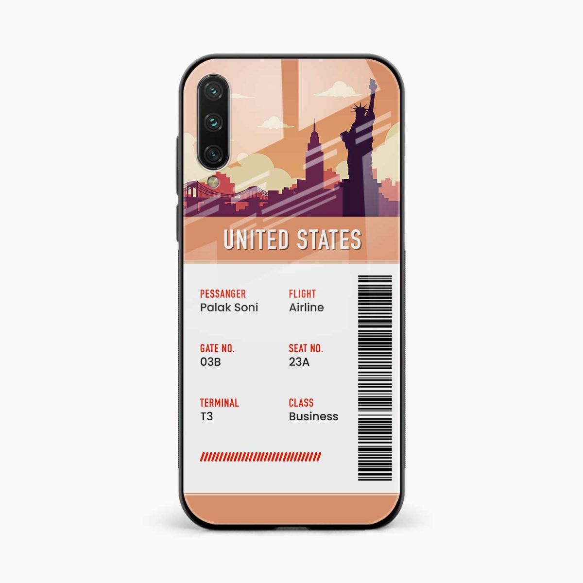 united states boarding pass xiaomi mi A3 back cover front view