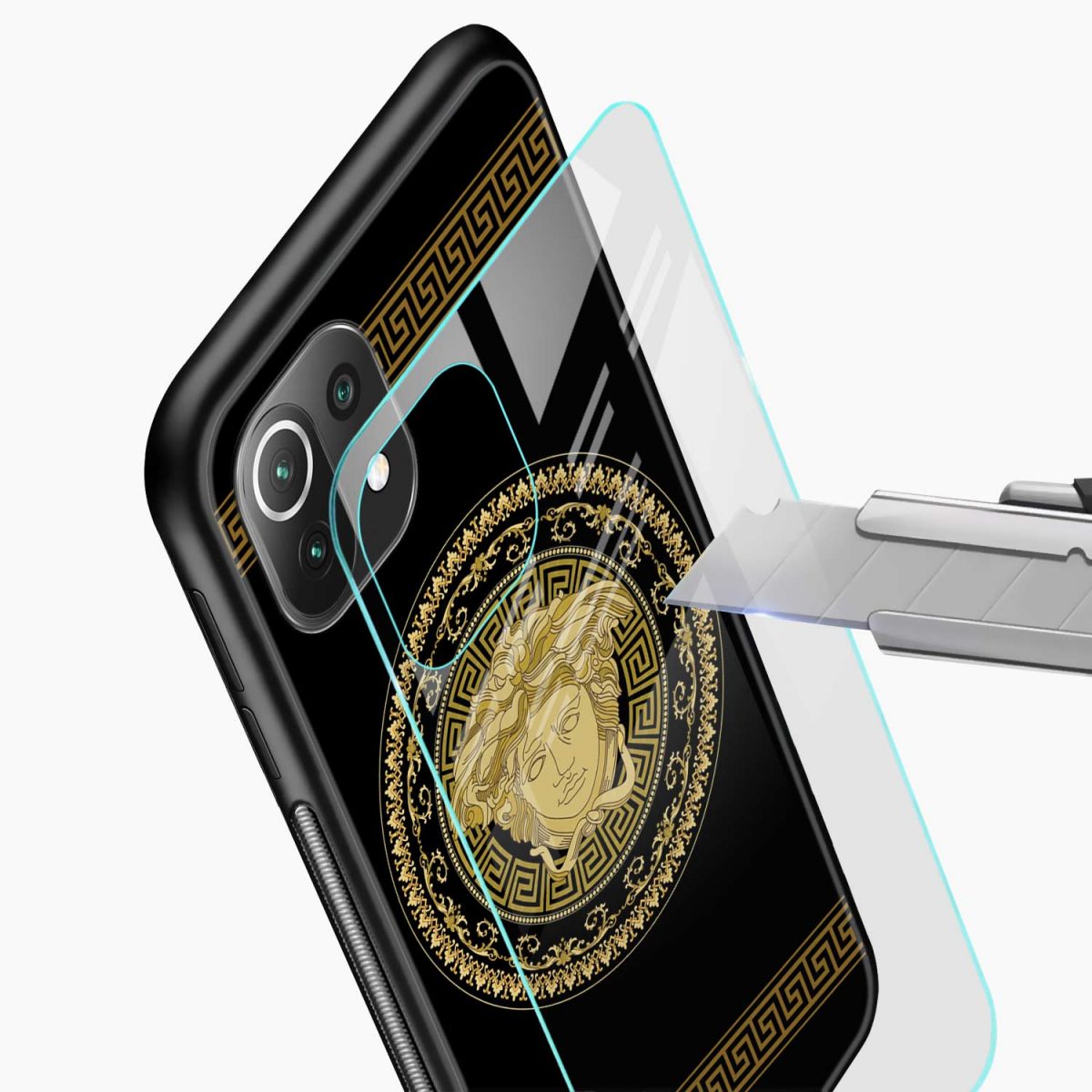 versace golden xiaomi mi 11 lite back cover glass view