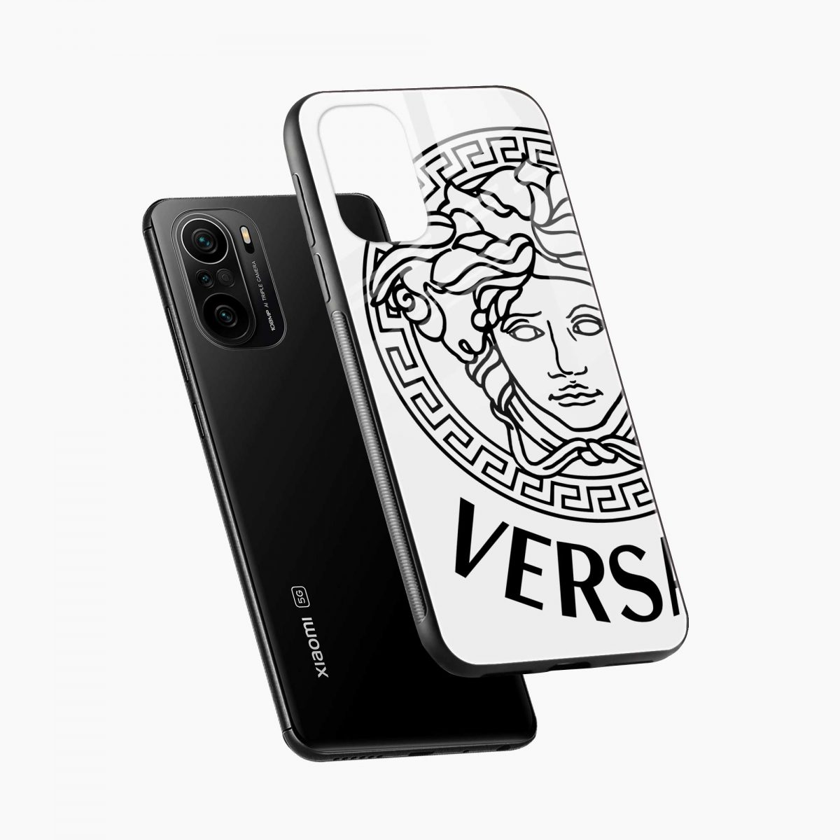 versace white xiaomi mi 11X back cover diagonal view