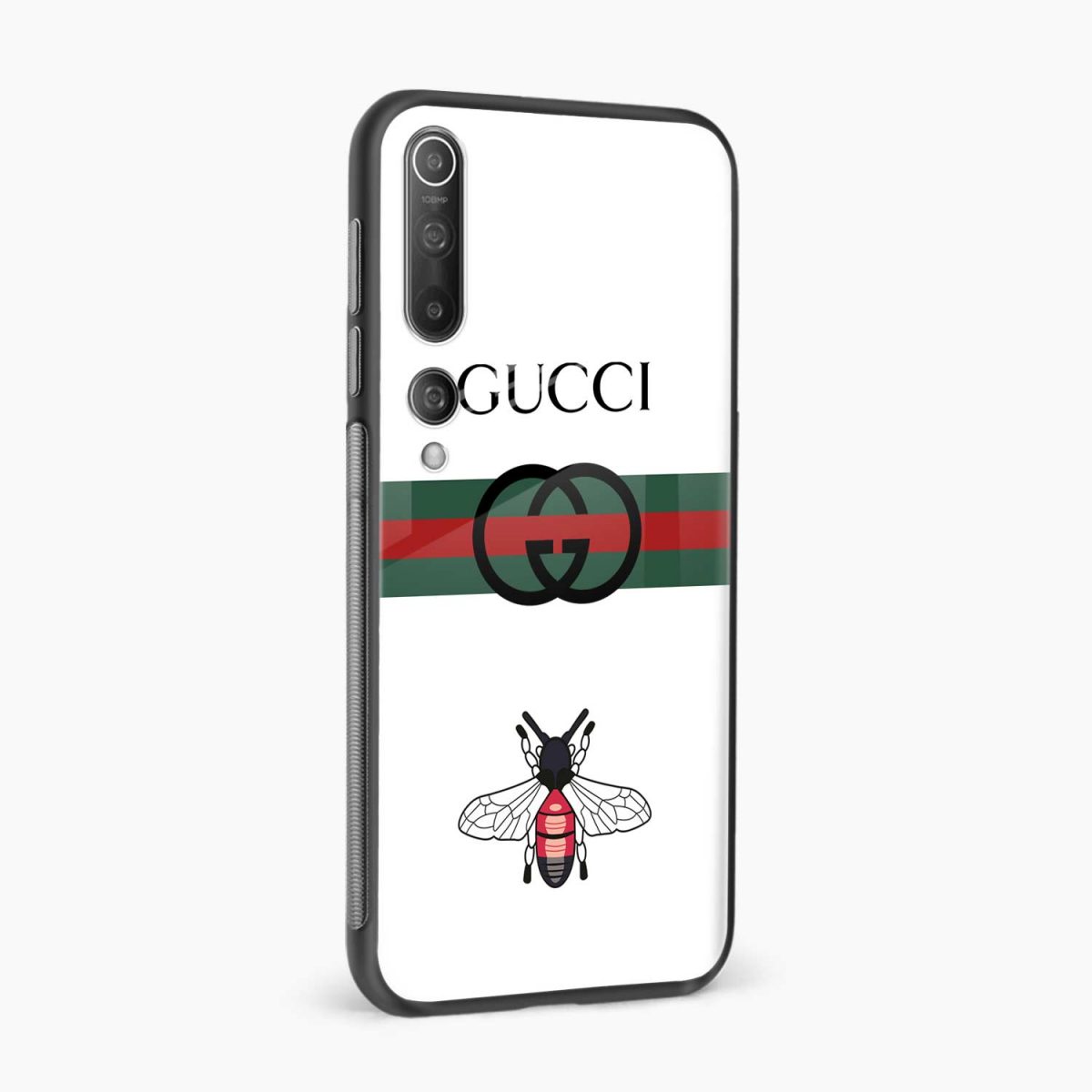 white gucci xiaomi mi 10 5g back cover side view