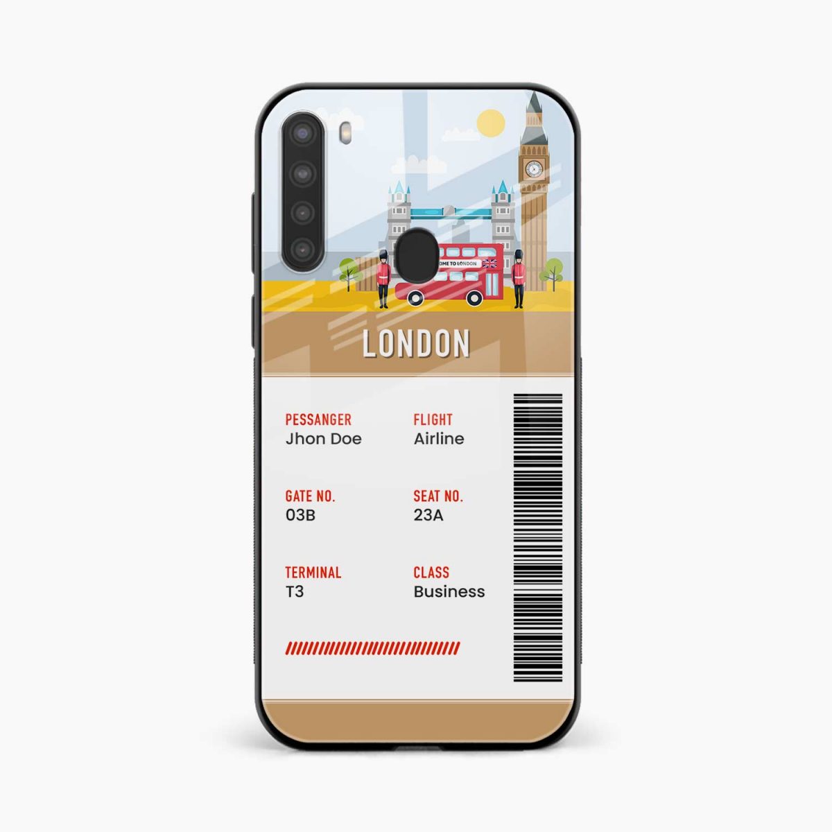 london boarding pass samsung a21 back cover front view