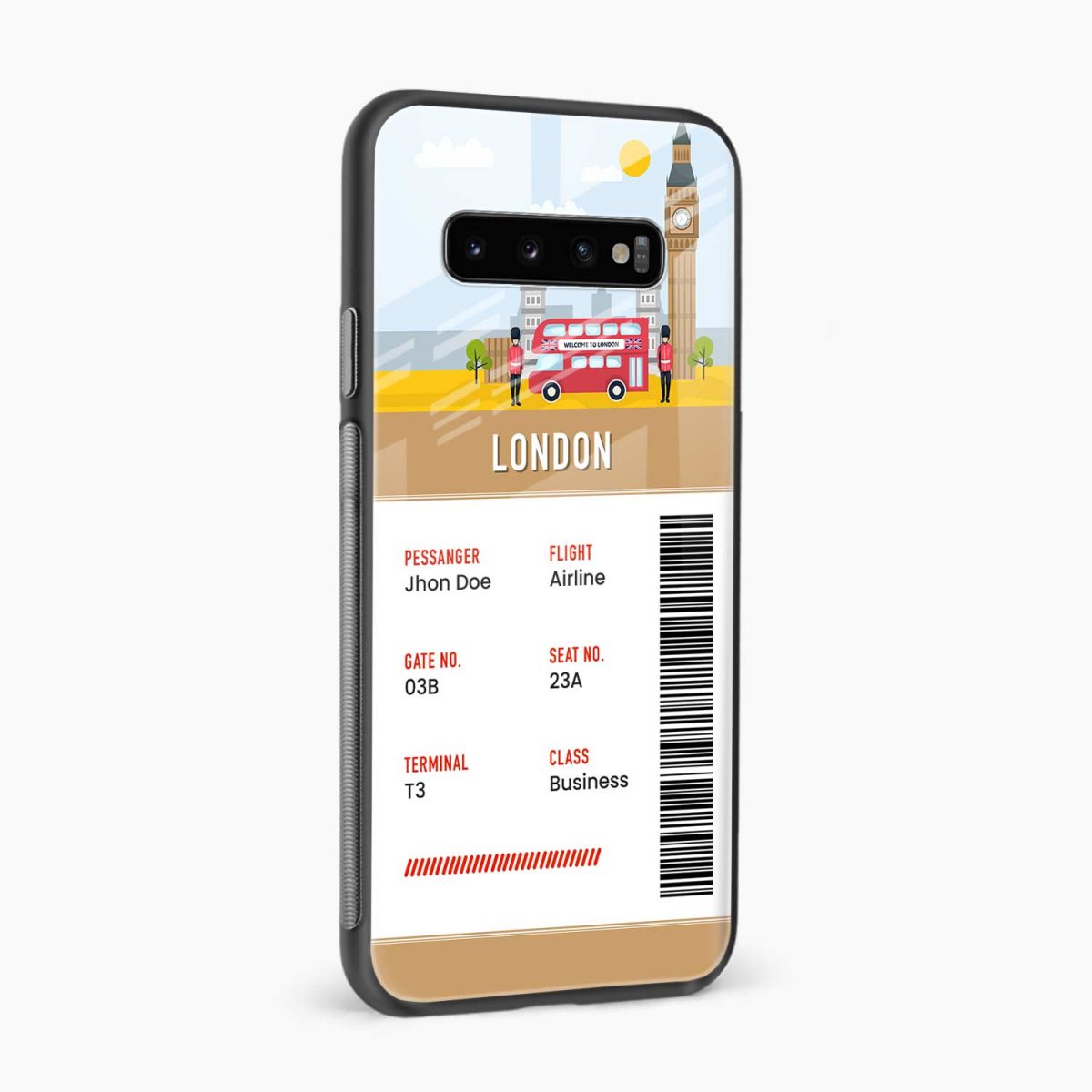 london boarding pass samsung s10 plus back cover side view