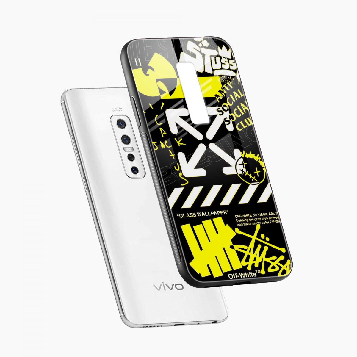 neon off white vivo v17 pro back cover diagonal view