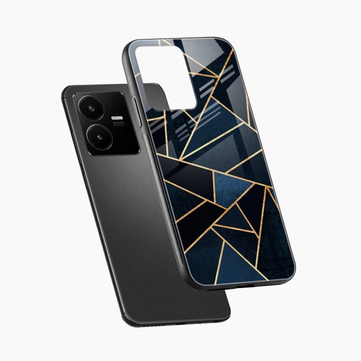 diagonal marble golden cut vivo y22 back cover diagonal view