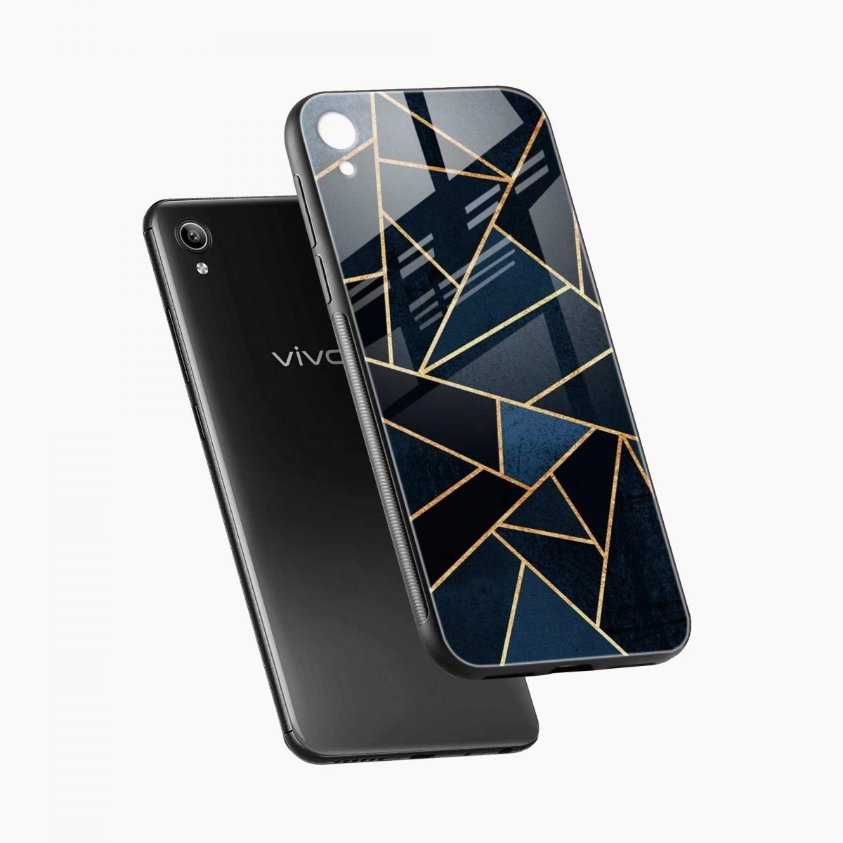 diagonal marble golden cut vivo y91i back cover diagonal view