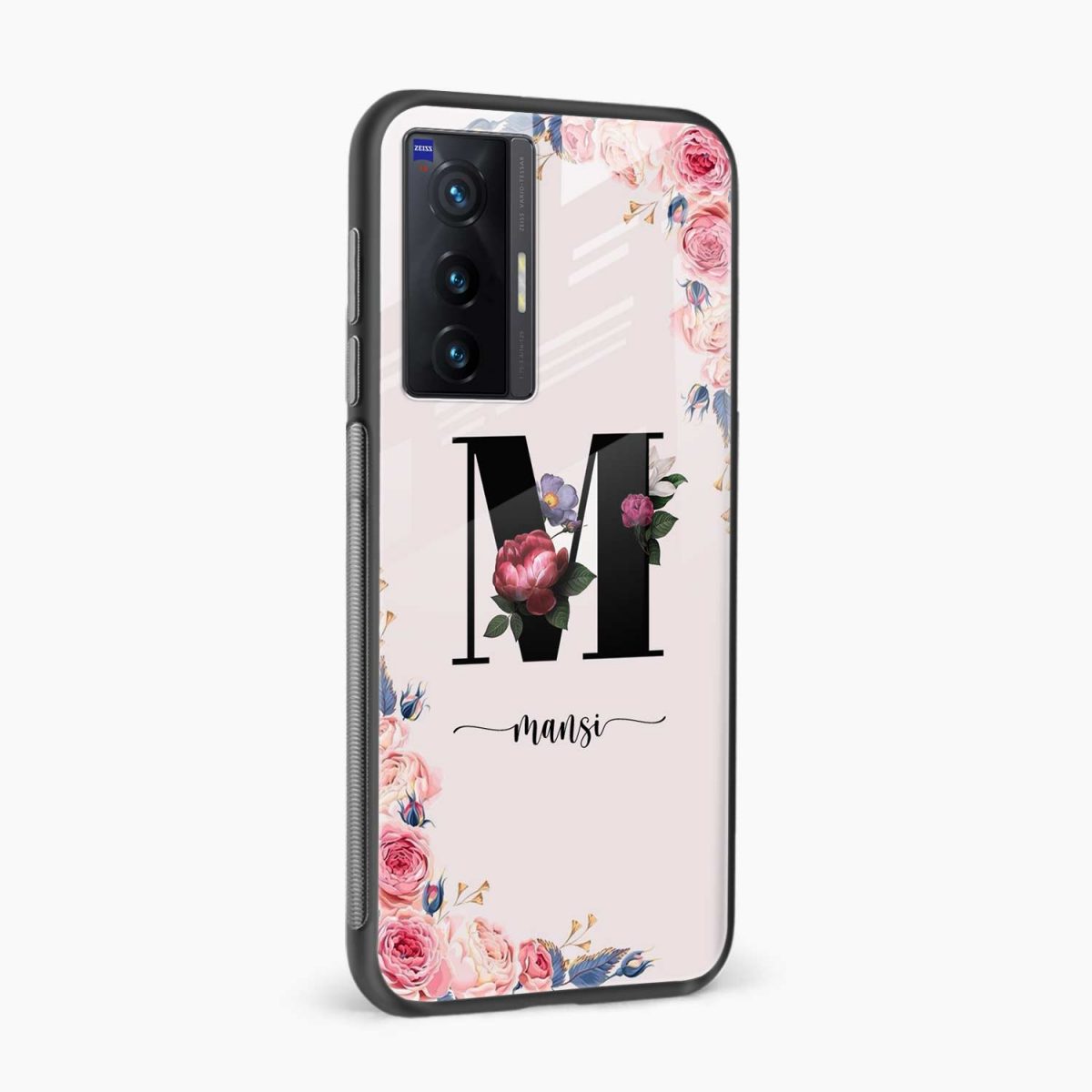 floral name personalised vivo x70 back cover side view