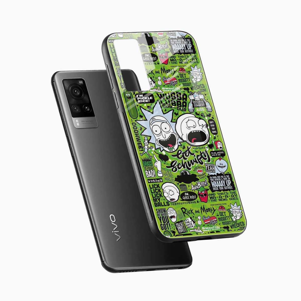 rick and morty vivo x60 pro back cover diagonal view