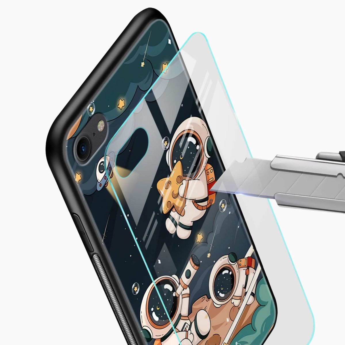 space iphone 8 back cover glass view